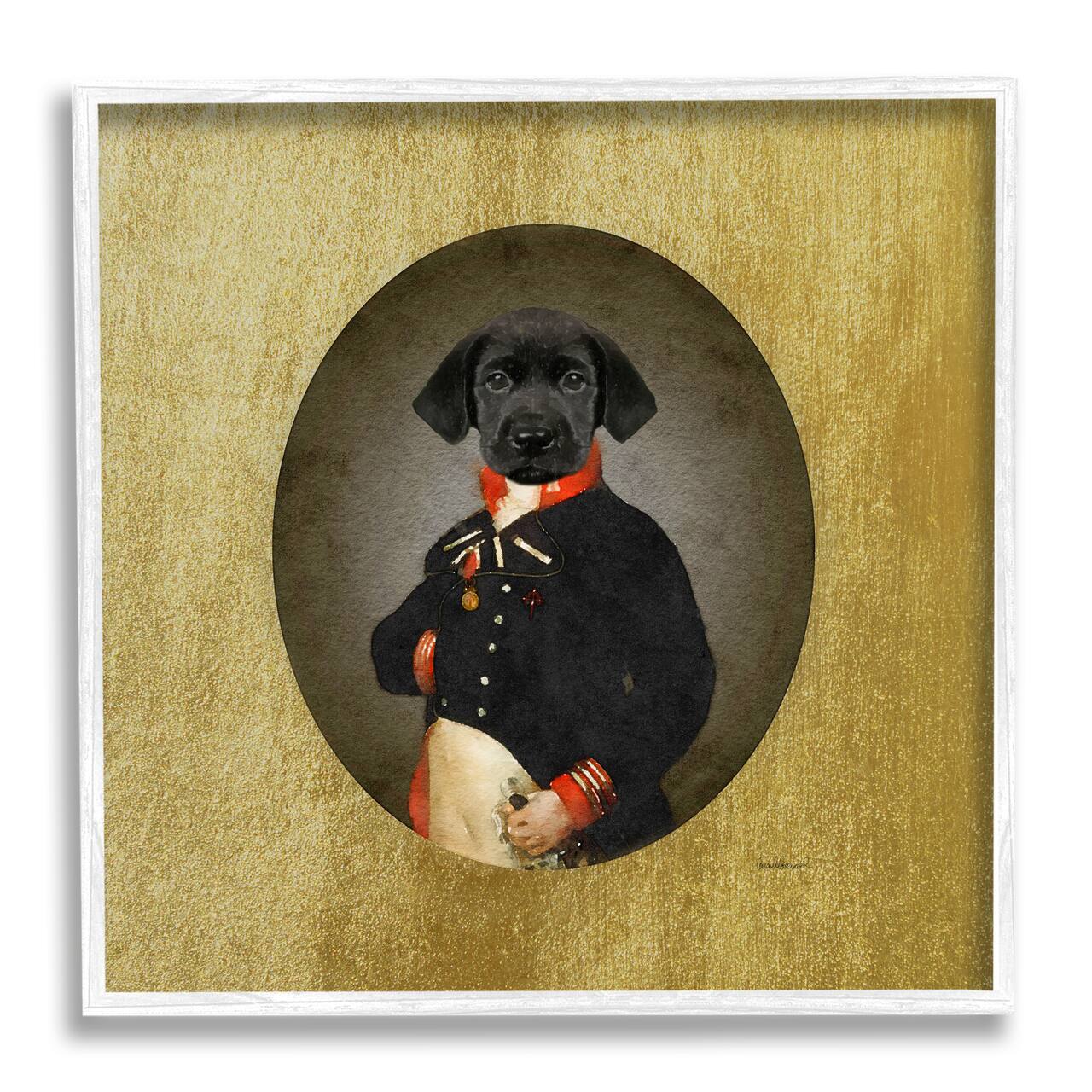 Stupell Industries Funny Black Dog Wearing Suit Framed Giclee Art